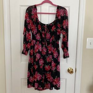 Black floral dress L